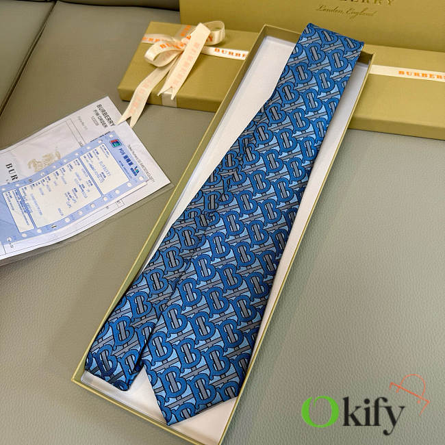 Okify Burberry Blue Silk Tie  - 1