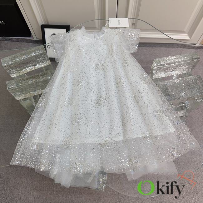Okify Dior White Princess Dress For Kids  - 1