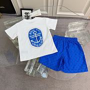 Okify Gucci Set Of Blue Dog Jacket, T-shirt And Shorts For Kids - 3