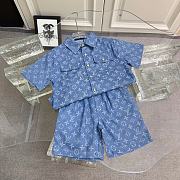 Okify Louis Vuitton Set Of Blue Shirt And Shorts For Kids - 1