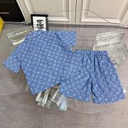 Okify Louis Vuitton Set Of Blue Shirt And Shorts For Kids - 3