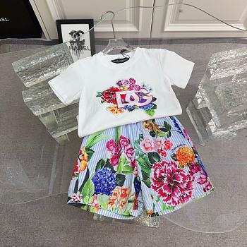 Okify Dolce & Gabbana Set Of Flower T-shirt And Shorts For Kids