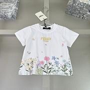 Okify Fendi Flower Dress In Blue For Kids  - 5