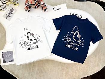 Okify Moncler Dark Blue/White Shark T-shirt For Kids 