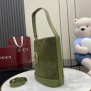 Okify Gucci 73 Small Bucket Bag In Green Suede 26x27.5x11.5cm  - 3