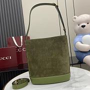 Okify Gucci 73 Small Bucket Bag In Green Suede 26x27.5x11.5cm  - 5