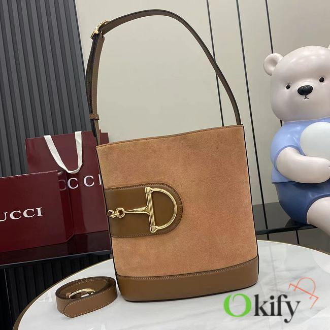Okify Gucci 73 Small Bucket Bag In Brown Suede 26x27.5x11.5cm  - 1
