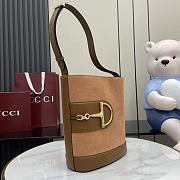 Okify Gucci 73 Small Bucket Bag In Brown Suede 26x27.5x11.5cm  - 4