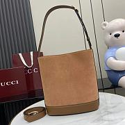 Okify Gucci 73 Small Bucket Bag In Brown Suede 26x27.5x11.5cm  - 3