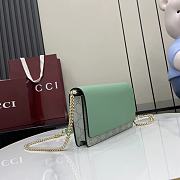 Okify Gucci Emblem Wallet On Chain In Green 20x13x4cm  - 4