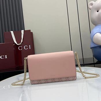 Okify Gucci Emblem Wallet On Chain In Pink 20x13x4cm 