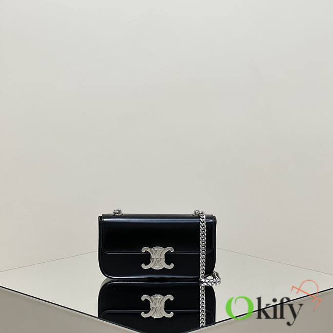 Okify Celine Black Underarm Bag With Silver Hardware 20.5x10.5x4cm - 1