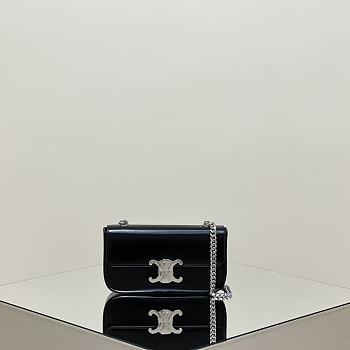 Okify Celine Black Underarm Bag With Silver Hardware 20.5x10.5x4cm