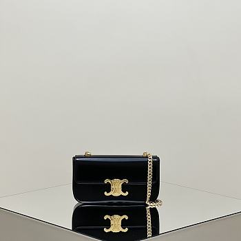 Okify Celine Black Underarm Bag With Gold Hardware 20.5x10.5x4cm