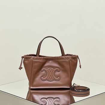 Okify Celine Cabas Small Drawstring Tote In Brown 22x17x15cm 