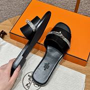 Okify Hermes Kelly Black Slides In Lizard EU34-41 - 2