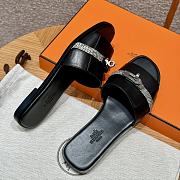 Okify Hermes Kelly Black Slides In Lizard EU34-41 - 4