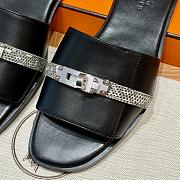Okify Hermes Kelly Black Slides In Lizard EU34-41 - 5