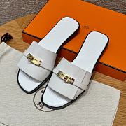 Okify Hermes Kelly White Slides EU34-41 - 2