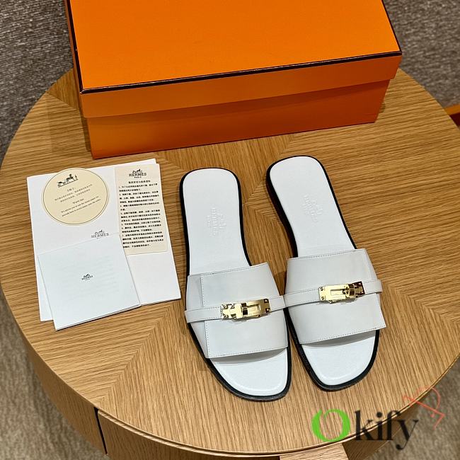 Okify Hermes Kelly White Slides EU34-41 - 1