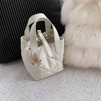Okify Dior Toujours Vertical Nano Tote Bag In White 13x15x12cm