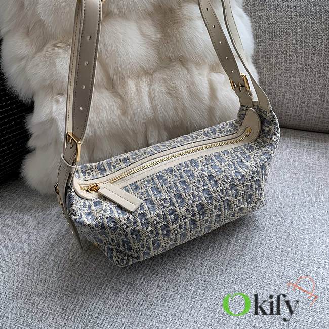 Okify Dior D-Journey Oblique Bag In Blue And White 25.5x14.5x14cm - 1
