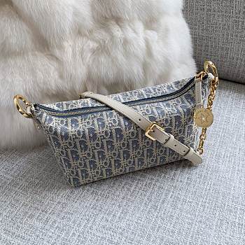Okify Dior Hobo Oblique Bag In Blue And White 22x14.5x10cm 