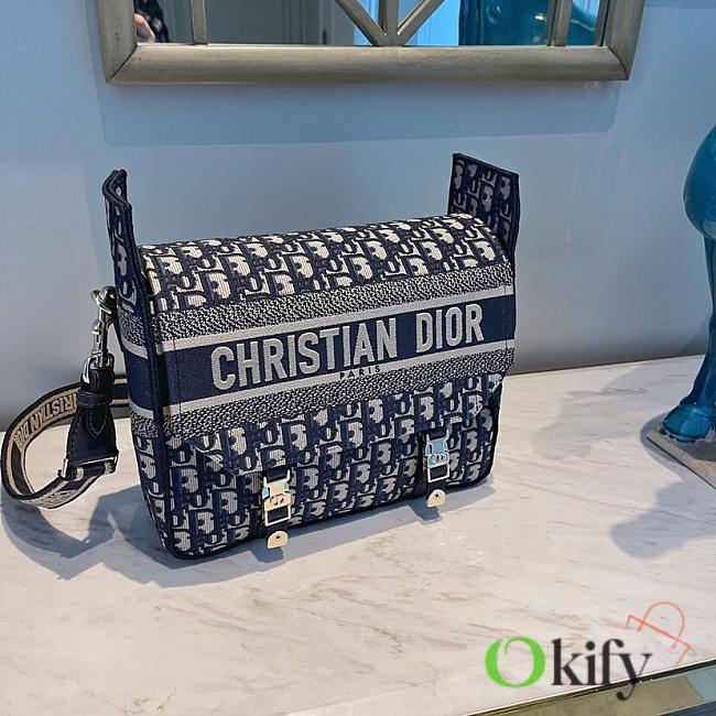 Okify Dior Medium Diorcamp Bag In Blue Oblique 28x24x12cm - 1