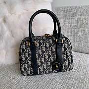 Okify Dior Medium D-Vibe Bowling Bag In Blue Oblique 25x16x9.5cm  - 1