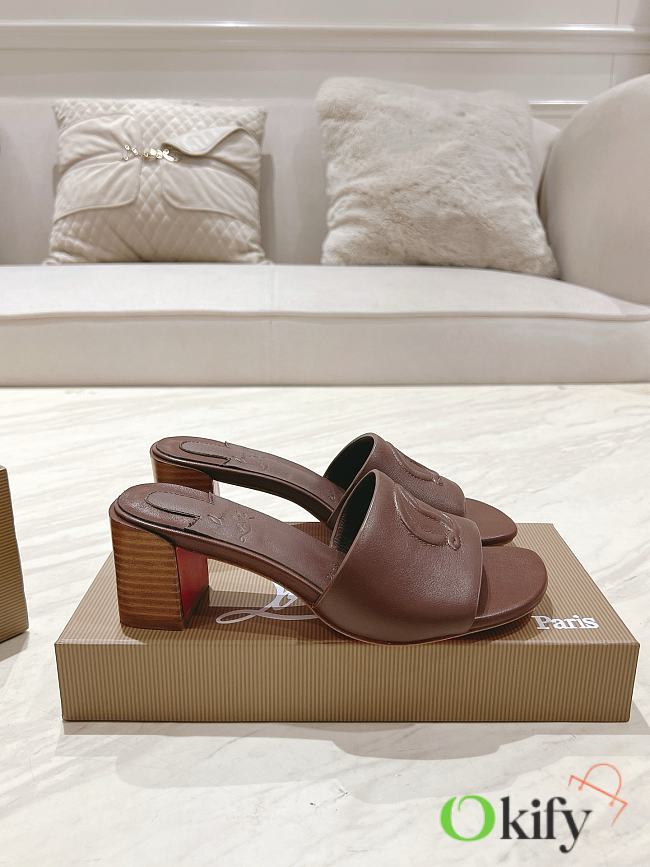 Okify Christian Louboutin Dark Brown Mule Sandals 8.5cm EU34-43 - 1
