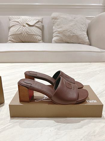 Okify Christian Louboutin Dark Brown Mule Sandals 8.5cm EU34-43