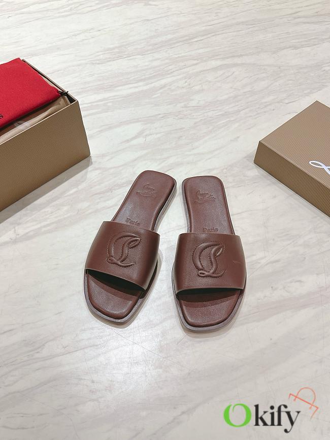 Okify Christian Louboutin Dark Brown Slides 1.5cm EU34-43 - 1