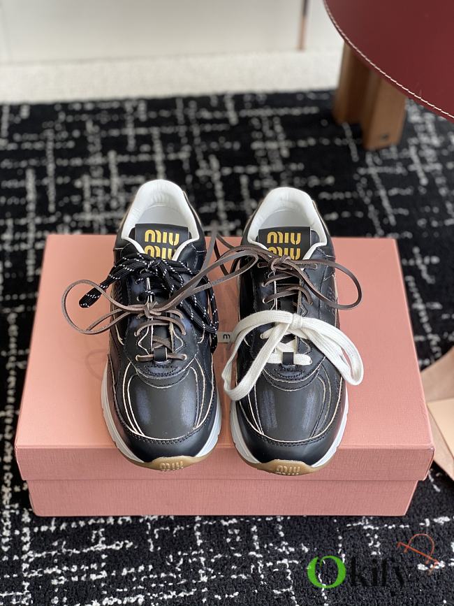 Okify MiuMiu Black Sneakers With 3 Laces 5cm EU35-40 - 1