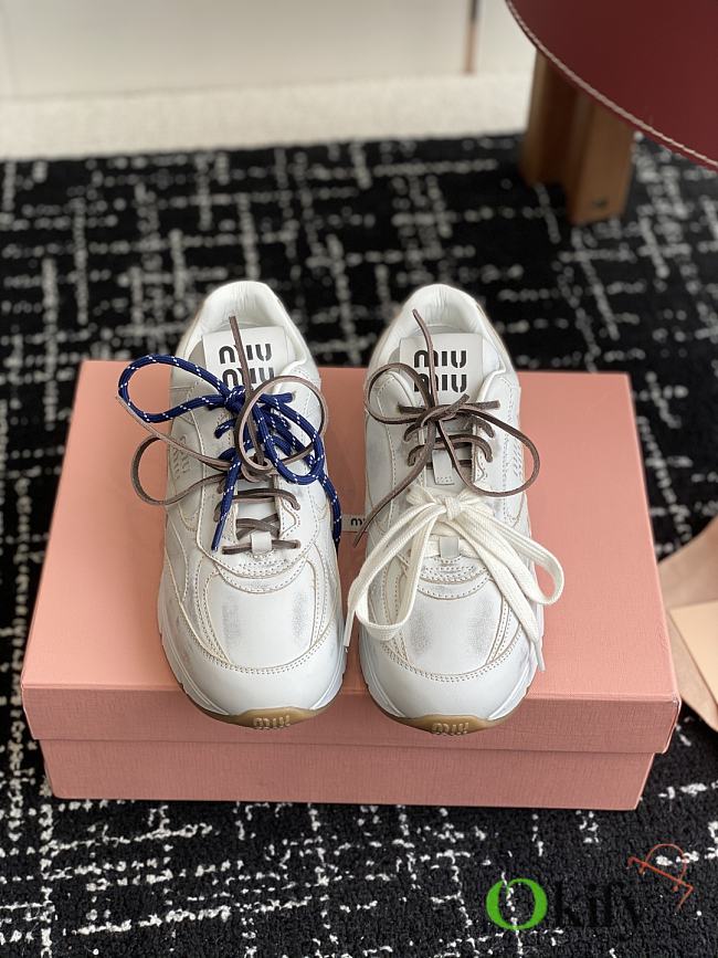 Okify MiuMiu White Sneakers With 3 Laces 5cm EU35-40 - 1