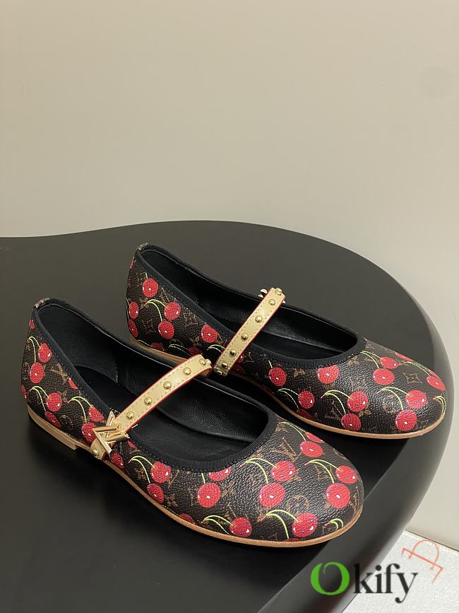 Okify Louis Vuitton Romy Cherry Ballet Shoes In Black EU35-41 - 1