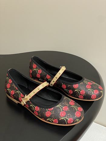 Okify Louis Vuitton Romy Cherry Ballet Shoes In Black EU35-41