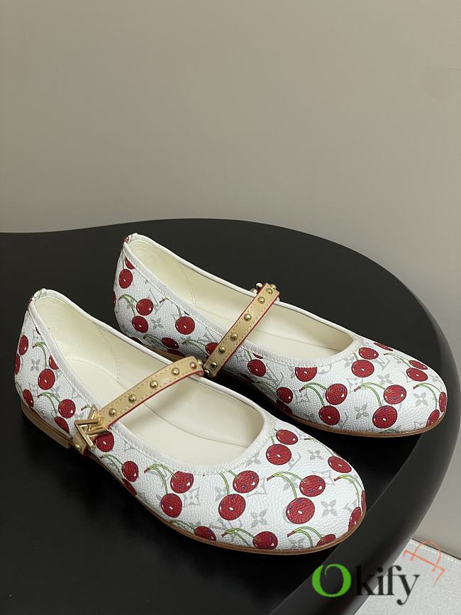 Okify Louis Vuitton Romy Cherry Ballet Shoes In White EU35-41 - 1