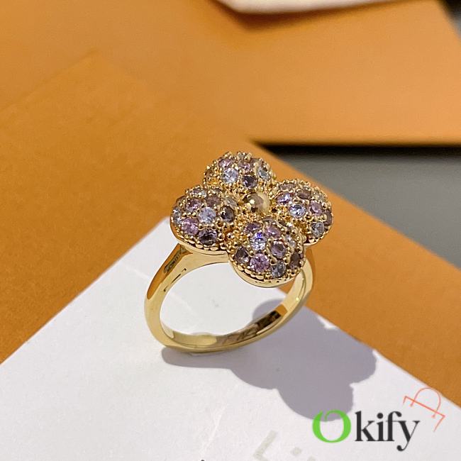 Okify Louis Vuitton Pink Diamond Four-Leaf Clover Ring  - 1