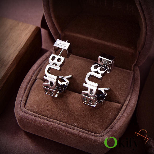 Okify Burberry Silver Hoop Earrings  - 1