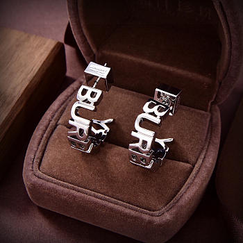 Okify Burberry Silver Hoop Earrings 