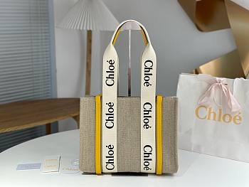 Okify Chloe Medium Woody Tote Bag In Yellow 37x26x12cm
