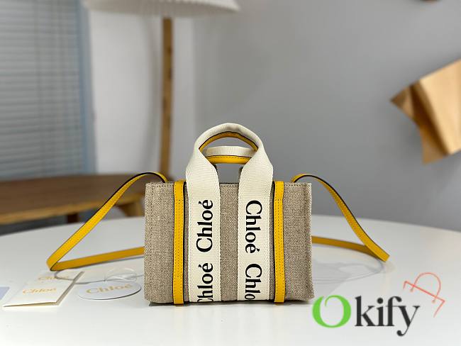 Okify Chloe Mini Woody Tote Bag In Yellow 20x14x6cm - 1