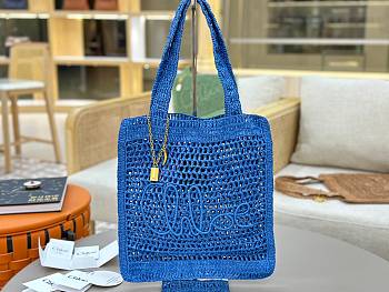 Okify Chloe Summer Banana Raffia Tote Bag In Blue 33x37x2cm 