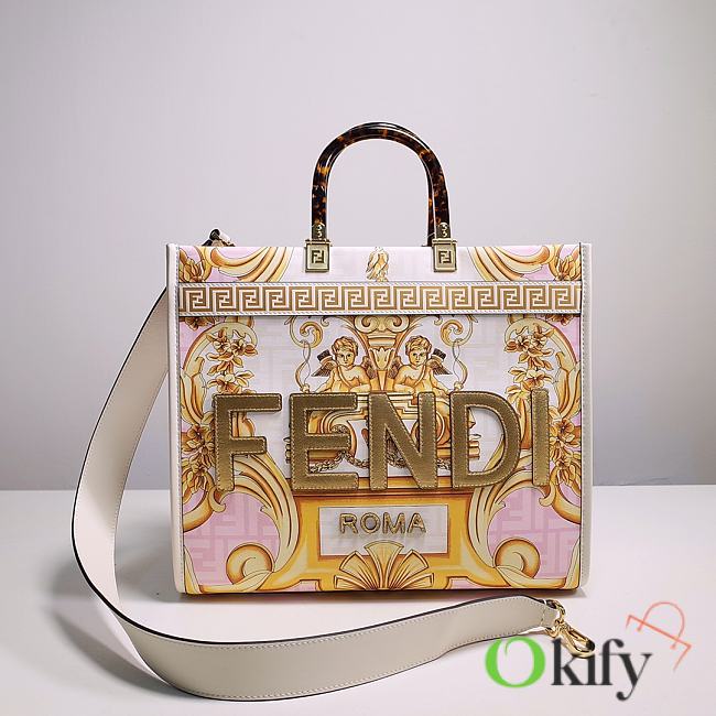 Okify Fendi x Versace Sunshine Tote Bag In White 35x17x31cm 23477 - 1