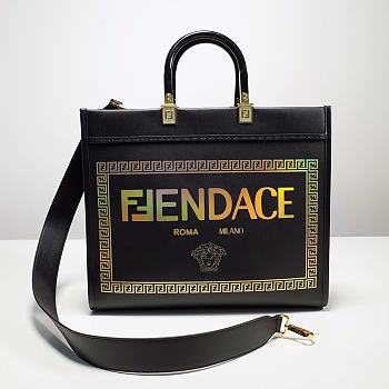 Okify Fendi x Versace Sunshine Black Tote Bag With Rainbow 35x17x31cm
