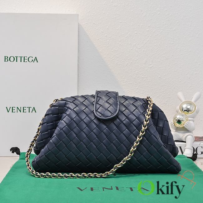 Okify Bottega Veneta Teen Lauren 1980 With Chain Bag In Dark Blue 31.5x16.5x11cm - 1
