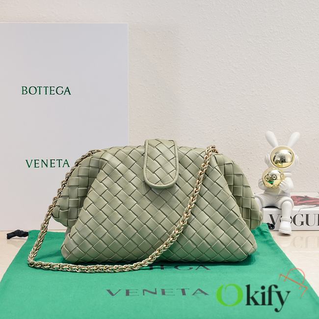 Okify Bottega Veneta Teen Lauren 1980 With Chain Bag In Light Green 31.5x16.5x11cm - 1