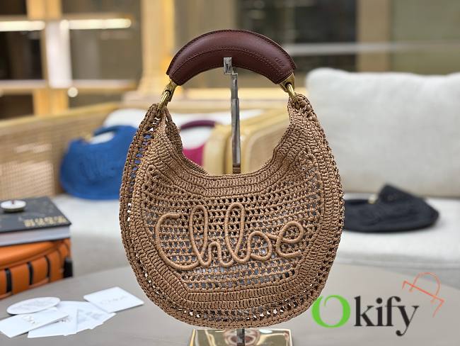 Okify Chloe Summer Banana Raffia Hobo Bag In Beige 36x21.5x2cm - 1