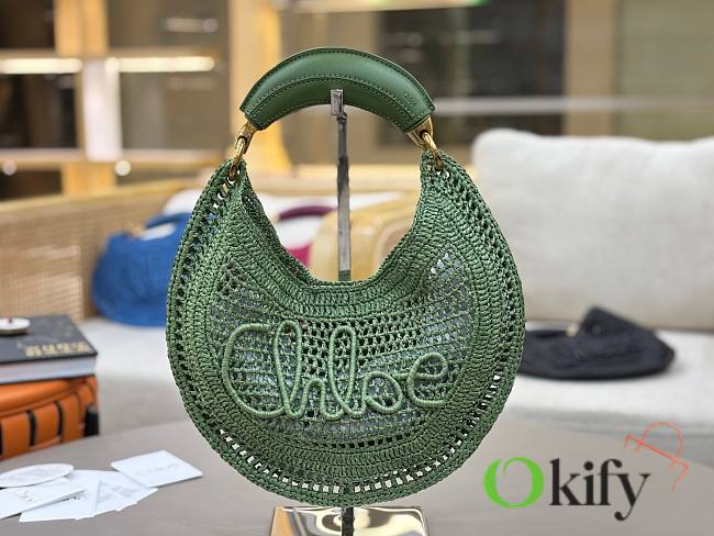 Okify Chloe Summer Banana Raffia Hobo Bag In Green 36x21.5x2cm - 1