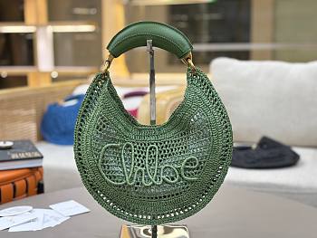 Okify Chloe Summer Banana Raffia Hobo Bag In Green 36x21.5x2cm
